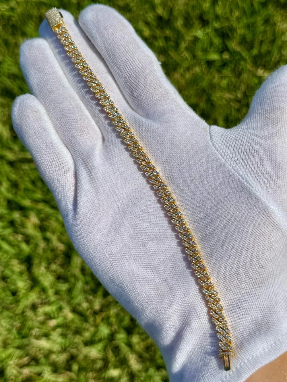 18K Gold Plated, 3.5CTW Moissanite Slim Miami Cuban Bracelet - Picture 4 of 6